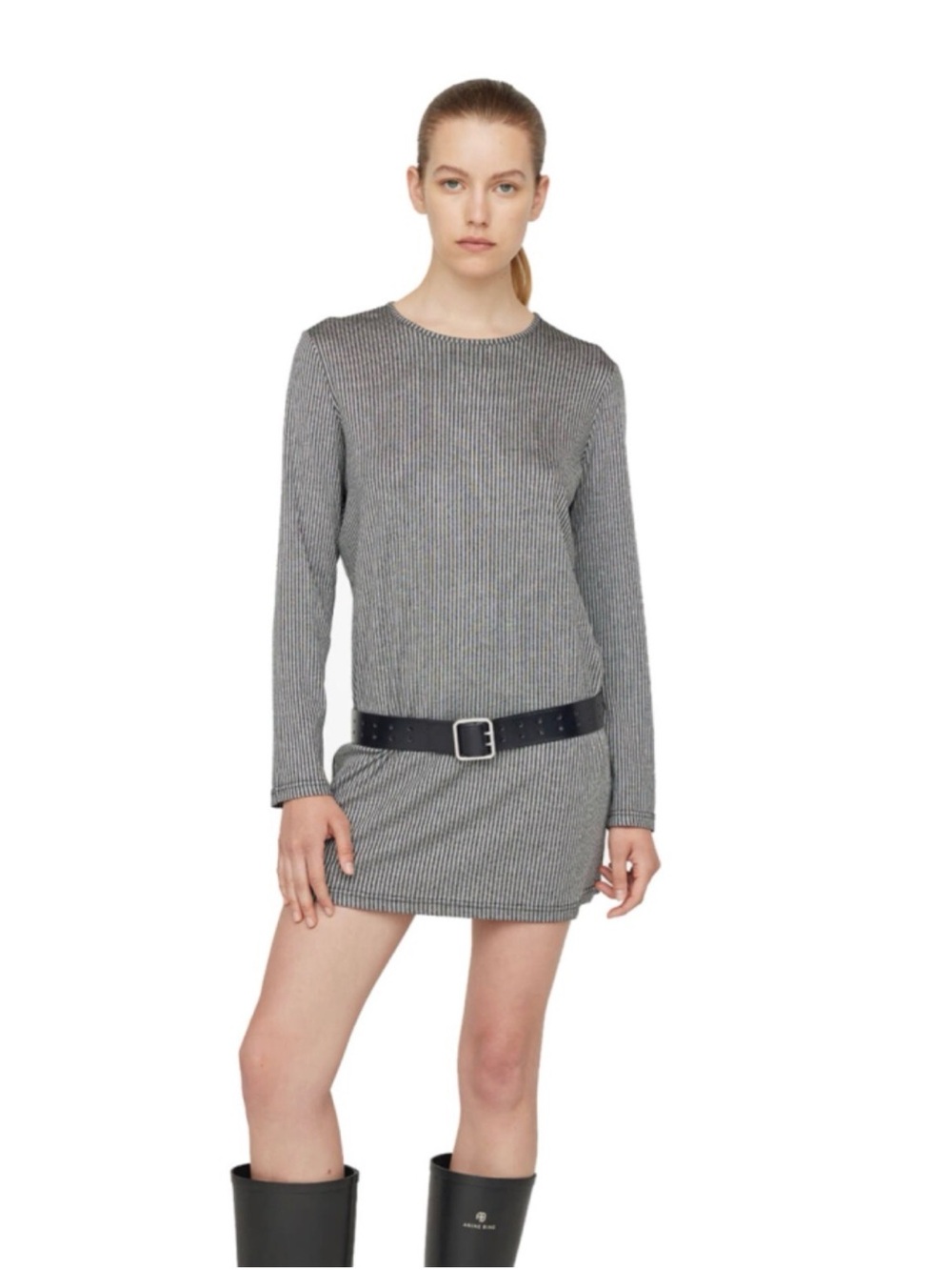 ANINE BING Moss Dress in Black And Grey - Picture 4 of 10
